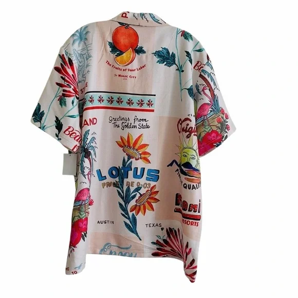 Fresh Postal Vibe Short Sleeve Button Up - Natural/Combo Size XLarge NEW - Picture 6 of 8